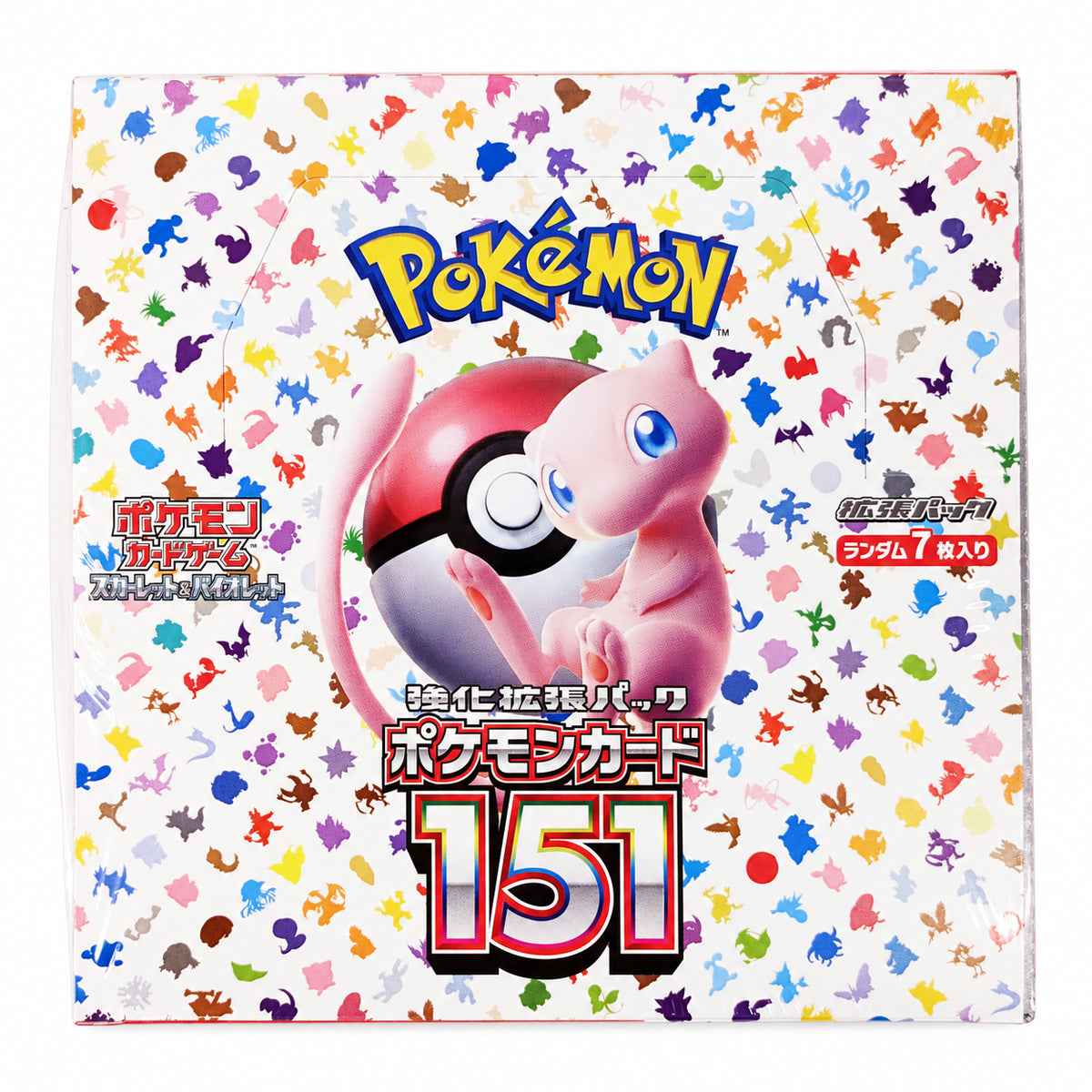 Pokémon Card 151 SV2a japansk boosterboks, lukket eske med Mew – hvit bakgrunn