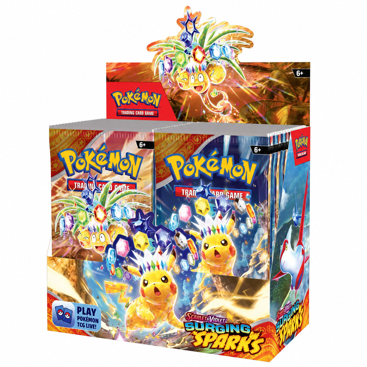 Pokémon TCG: Surging Sparks – engelsk boosterboks (36 pakker) – hvit bakgrunn