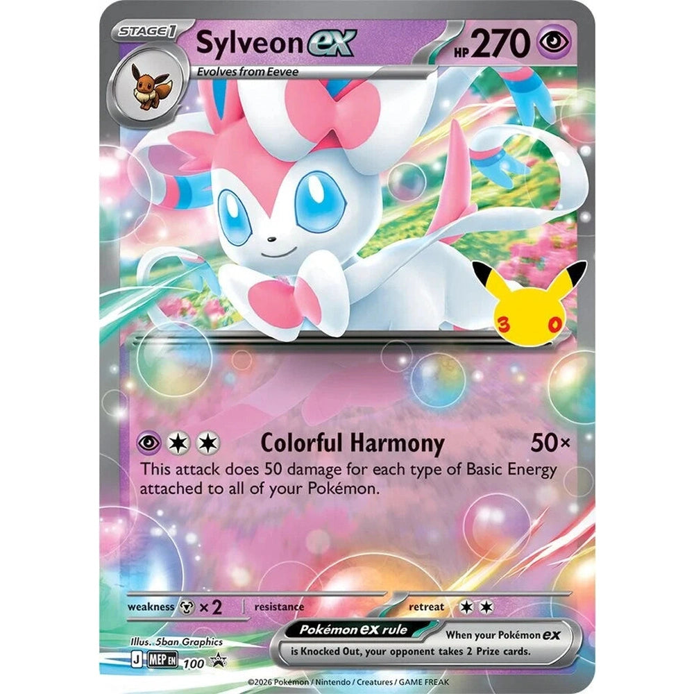 Sylveon ex foil-promokort fra Pokemon 30th Celebration Tin